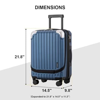 LEVEL8 Grace Carry on Luggage Airline Approved, 20 Inch Expandable Hard Sided Luggages with Spinner Wheels, Harshell Small Rolling Suitcase for Women Men with Tsa Lock, Blue - Image 9