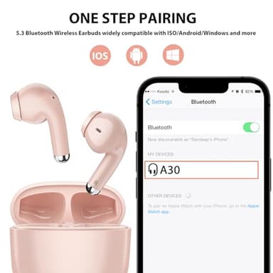 Wireless Earbuds for Samsung S25 S24 Ultra S23 Fe S22+ S21, 5.3 Bluetooth Earbuds Cordless Ear Buds with Mic Touch Stereo Wireless Headphone for iPhone 17 Air 16 15 Pro Max 14 Plus Pixel 10 XL, Pink - Image 6
