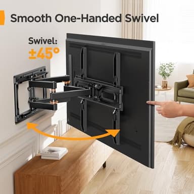 Perlegear Full Motion TV Wall Mount for 26-65 inch TVs, TV Bracket Supports Swivel Articulating Level Extension Tilt Arms, Max VESA 400x400mm up to 99lbs, 16" Wood Studs, PGMFK4 - Image 5