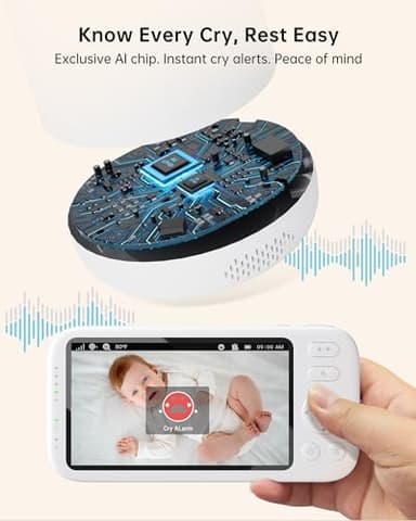 Jartoo 2K Video Baby Monitor with 2 Cameras and Audio, Long Range Baby Monitor No WiFi, 5.5" Split Display, VOX - AI Cry Detect, ANR, IR Night Vision, 2-Way Audio, 6000mAh - Image 6