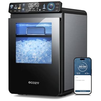 ecozy Nugget Ice Maker Countertop, Smart Pebble Ice Machine with APP Control, 44 lbs Per Day Soft Pellet Chewable Ice with Self-Cleaning, Stainless Steel - Image 1