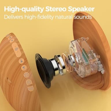 REACHER Natural Wood Grain Sound Machine Sunrise Alarm Clock，26 Nature Inspired Sleeping Sounds, 0-100% Dimmable Clock, Night Light,Brown/Pink/White Noise Sound Machine for Babys, Kids, Adults - Image 4