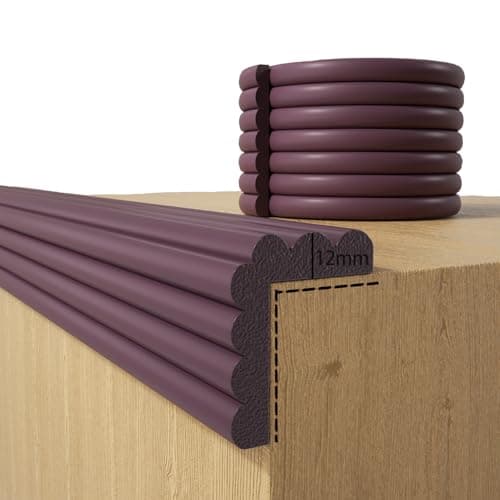 Baby Proofing Wall Corner Protector,Edge Guard Corner Protector,6.56ft Thinken Soft Corner Protectors Pre-Taped Soft Rubber Foam Edge Cushion for Furniture (Brown, 6.56Ft x 5.9" W x 0.47" Th)