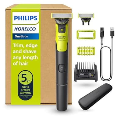 Philips Norelco OneBlade 360 with Connectivity Hybrid Face + Body, Electric Beard Trimmer, Shaver and Body Groomer Kit with 360 Blade Tech, 1x360 Blade, 5-in-1 Comb, Travel Case, Model QP4631/90 - Image 1