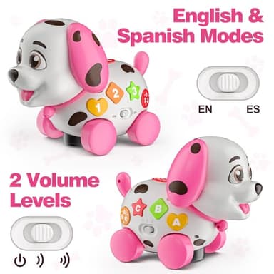3-in-1 Musical Puppy Toys for 1 Year Old Girl Gift, Educational Baby Toy 6-12-18 Month, 1st Birthday Gift for 1 Year Old Girl Boy, First Bilingual Present for 7 8 9 10 Month Infant (Pink) - Image 6
