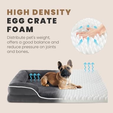 Sweetcrispy Orthopedic Dog Bed, Memory Foam Puppy Sleeping Sofa for Medium Pets with Washable Removable Cover Non-Slip Base Waterproof Liner Egg Crate, Classic Grey, 28" L x 23" W x 6.5" Th - Image 2