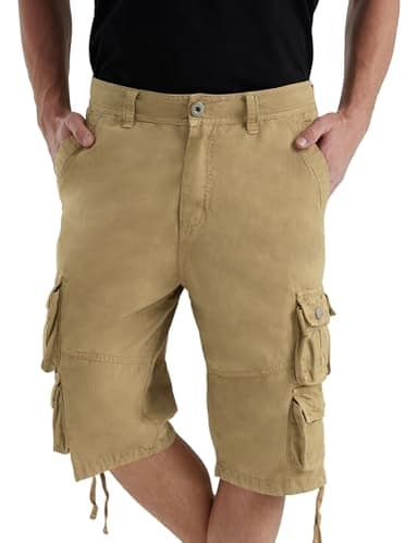 YGREYG Mens Cargo Shorts Long Capri Below The Knee Shorts 3/4 Relaxed Fit Long Shorts with Pockets Khaki 34 - Image 3