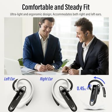 Atheewon Bluetooth Earpiece, Wireless Handsfree with Noise Cancelling Mic, 20Hrs Call Time Bluetooth 5.4 Headset, 180 Hrs Standby Time Headset for Business/Trucker/Driver - Image 5