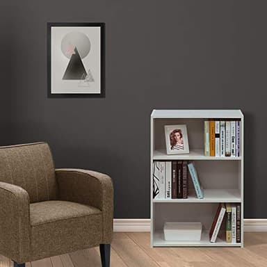 FURINNO Wright 3-Shelf Bookcase, Soft White - Image 2