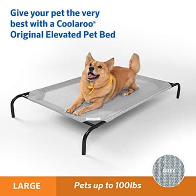 Coolaroo Original Elevated Dog Bed - Breathable Off-The-Ground Pet Bed with Cooling Fabric, Joint Relief & Moisture-Resistant Fabric, 100% Recyclable, Easy Clean, Grey, Large - Image 2