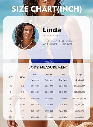 Herseas Women Two Piece U Wire Ruched 2025 Bikini Top High Cut Out Swimsuit Tummy Control High Waisted Bathing Suit Bottoms Bright Blue X-Large - Image 6