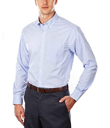 Tommy Hilfiger Men's Dress Shirt Regular Fit Non Iron Gingham, Clear Water, 18" Neck 36"-37" Sleeve - Image 1