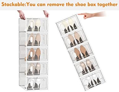 SIMPDIY Shoe Storage, 12 Pack Shoe Organizer for Closet, Shoe Boxes Clear Plastic Stackable Shoe Containers with Lids for Size 10 - Image 5