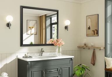 Briivue 40x36 Inch Black Bathroom Mirror for Wall, Thick Metal Framed Rectangle Mirrors for Over Sink, Bedroom, Living Room, Entryway, Anti-Rust, HD Tempered Glass - Image 3