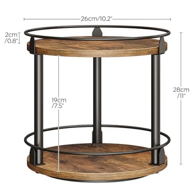 YATINEY Lazy Susan Organizer, Rotating Spice Rack, 2 Tier Spice Turntable Organizer, Industrial Turntable Spice Holder, for Kitchen Countertop and Cabinet, Compact and Versatile, Rustic Brown SR22BR - Image 7