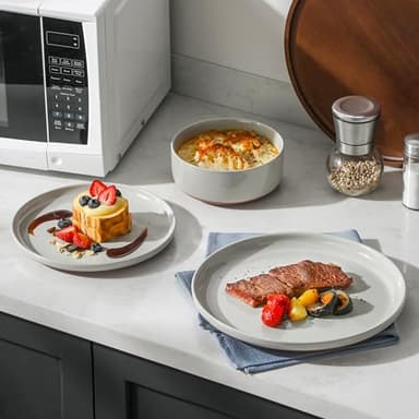 MALACASA Plates and Bowls Sets, 12 Pieces Modern Stoneware Dinnerware Set for 4 Kitchen Dinner Set Ceramic Dishware Dishes Set Microwave and Dishwasher Safe, Grey, Series TARA - Image 9