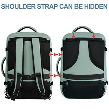 Vancropak Travel Bag, Large 40L Carry on Backpack Airline Approved Expandable Suitcase Daypack, Water Resistant Travel Backpack Overnight Lightweight Luggage Weekender Bag for Flight Men Women, Cyan - Image 5