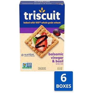 Triscuit Balsamic Vinegar & Basil Whole Grain Wheat Crackers, Lunch Snacks, Bulk Snack Crackers, 6 - 8.5 oz Boxes - Image 4