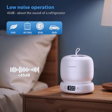 CANHOPE Ultrasonic Retainer Cleaner Machine, 42kHz Professional for Dentures, Aligners, Mouth Guards, Jewelry - IPX7 Waterproof Durable Removable Base and Top Cover, 3 Timer Settings, Quiet White - Image 7