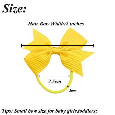 Baby Hair Ties with Bows,50pcs 2inch Baby Hair Bows Durable Rubber Bands Ponytail Holders Toddler Essential Hair Accessories for Infants Baby Girls in Pairs - Image 3