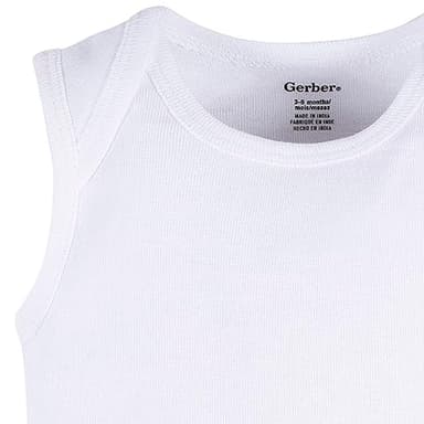 Gerber Unisex Baby Multi-Pack Sleeveless Onesies Bodysuit White 12 Months - Image 4