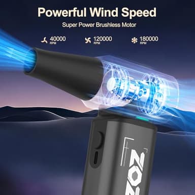 Compressed Air Duster, 180000PRM Electric Air Duster with Stepless Speed Regulation, USB Rechargeable Cordless Portable Air Blower for Home, Car, Computer, and Keyboard Cleaning - Image 2
