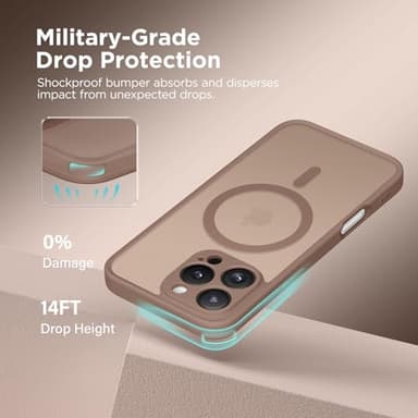 CAPRARO Magnetic Compatible with iPhone 16 Pro Case, Upgraded [Full Camera Protection] [Compatible with MagSafe] Protective Translucent Matte Women Girl Phone Case Cover, Brown - Image 5