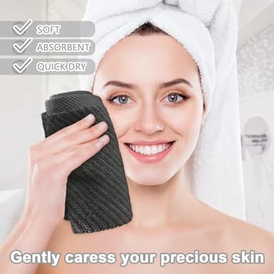 VOOVA & MOVAS Grey Washcloths (6PC, 13"x13") - 100% Cotton | Thick | Quick Dry | Light Weight, 6 Pack Hand Towels, Wash Cloths for Showering, Bathroom Gift Set, Dark Gray - Image 4