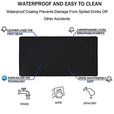 TEDNETGO Large Gaming Mouse Pad, Waterproof Extra Large Big Mouse Pad with Stitched Edge, XXL Non-Slip Black Computer Long Mousepad Desk Mat for Gamer, Office & Home, Black - Image 4