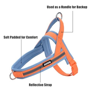 AIITLE Soft Padded Dog Vest Harness, No Pull Dog Harness with A Handle, Escape Proof/Quick Fit Reflective Dog Strap Harness, Easy for Training Walking Running for Small Dogs Orange-Blue XS - Image 3
