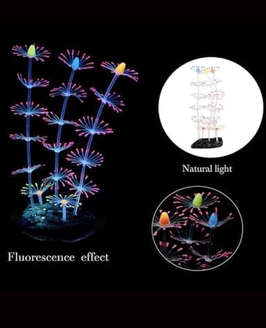 ZtohPyo 4 Pieces Aquarium Fish Tank Decorations with Glowing Effect, Silicone Glow Artificial Ornament Coral Reef Plants for Aquarium Decoration Small and Large Fish Bowl Decor Accessories - Image 6