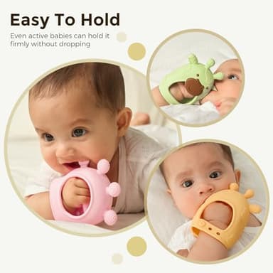 Momcozy Baby Teether Toys | Food Grade Silicone Teething Relief 0-6 Months | Teething Toy 6-12 Months | Baby Essential | Yellow and Blue - Image 5