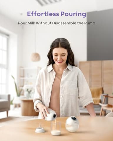 Nuliie Hands-Free Breast Pump, Wearable Breastfeeding Pump 4 Modes 9 Levels with 18/21/24MM Flange, Electric Breast Pump Portable, Replaced Pumping Accessories Included (2 Packs, WhiteSmoke) - Image 6