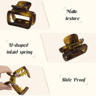 Matte Medium Hair Clips for Women 4Pcs 2.2 Inch Unbreakable Square Rectangle Hair Claw Clips for Thin Hair & Fine Hair High end U-shaped Spring Non-slip Short Hair Accessorie - Image 3
