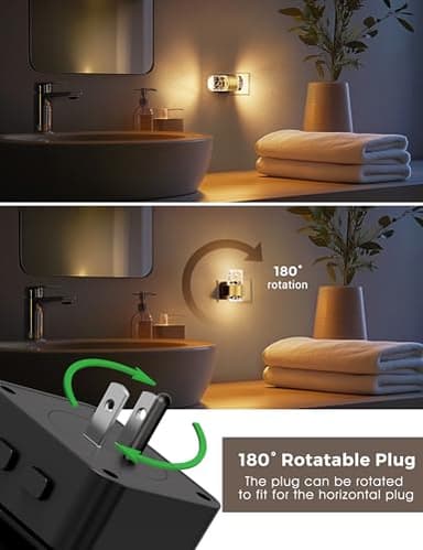 Night lights plug into wall, Color Changing Night Light with Rotatable Plug, Dusk to Dawn Light Sensor and Adjustable Brightness, Elegant Design Night Light for Kids Bedroom,Bathroom, 2 Pack - Image 2