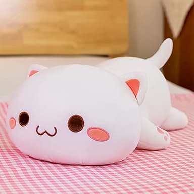FUYU Cat Stuffed Animals, Soft Cat Plush Pillow Kawaii Kitten Stuffed Animal Toy Gifts for Kids Boys Girls Room Decor (White Round Eyes,15in/37cm) - Image 4