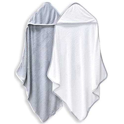 BAMBOO QUEEN 2 Pack Baby Bath Towel - Rayon Made from Bamboo, Ultra Soft Hooded Towels for Babies,Toddler,Infant - Newborn Essential -Perfect Baby Registry Gifts for Boy Girl - Image 1