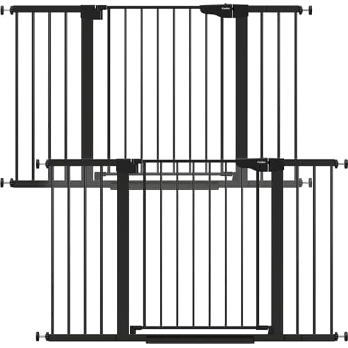 Cumbor 2 Pack 29.7-51.5" Baby Gate Extra Wide, Easy Walk Thru Dog Gate for The House, Auto Close Safety Pet Gates for Stairs, Doorways, Child Gate with Door,Black, Mom's Choice Awards Winner - Image 1