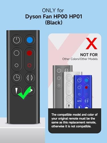 New Replace Remote Control for Dyson Pure Hot+Cool HP00 HP01 Air Purifier Heater and Fan (Black) - Image 3