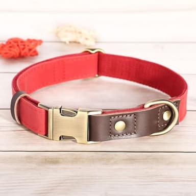 Didog Soft PU Leather Dog Collars for Small Dogs,Classic Adjustable Dog Collars with Quick Release Metal Buckle,Easy Clean and Comfortable with Nylon Lining,Red,S Neck 10-15" - Image 8