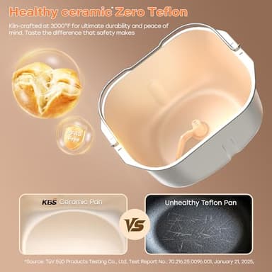 KBS 17-in-1 Bread Maker-Dual Heaters, 710W Machine Stainless Steel with Gluten-Free, Dough Maker,Jam,Yogurt PROG, Auto Nut Dispenser,Ceramic Pan& Touch Panel, 3 Loaf Sizes 3 Crust Colors,Recipes - Image 4