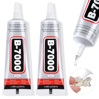 B-7000 Super Adhesive Glue, Industrial Strength B7000 Glues Paste for Rhinestones Crafts, Clothes Shoes, Fabric, Jewelry Making, Cell Phones, Tablet, Wood, Rubber, Leather (2x50 ml/1.68 oz) - Image 1