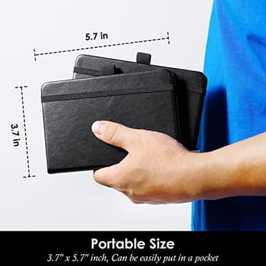 NIRMIRO (3 Pack) Pocket Notebook Journal, Hardcover Small Mini Notebooks with Pens for Work, 3.7" x 5.7" A6 Notebook College Ruled with 100Gsm Premium Thick Lined Paper, Black Leather - Image 6