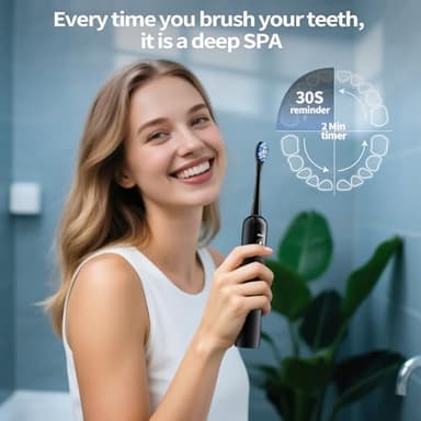 OasiSmile Sonic Electric Toothbrush for Adults with LED Display - 38400 VPM Deep Clean, 6 Brush Heads & 45-Day Battery Life, IPX7 Waterproof, 4 Modes Rechargeable Toothbrush for Home/Travel - Image 7