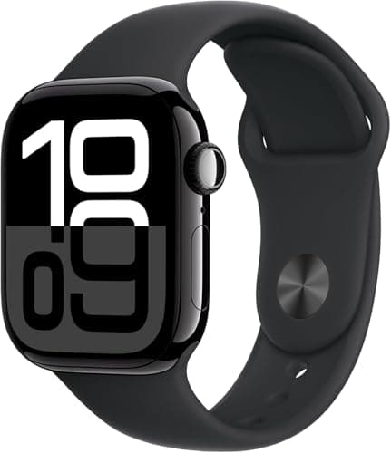 Apple Watch Series 10 [GPS, 46mm] - Jet Black Aluminum Case with Black Sport Band, M/L (Renewed Premium)