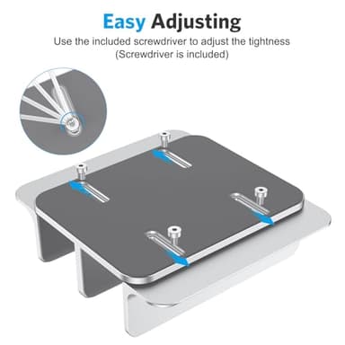 OMOTON Vertical Laptop Stand [Updated Double Version], Desktop Aluminum Mac Book Stand with Adjustable Dock Size, Fits All Mac Book, Surface, Chrome Book and Gaming Laptops (Up to 17.3 inch) (Silver) - Image 5