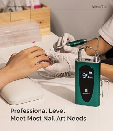 MelodySusie 35000RPM MM400C Nail Drill Professional, Rechargeable Cordless Nail File Portable Efile for Acrylic Gel Nails Remove, 8Pcs Nail Drill Bits, Low Noise Low Heat, Sparkle Plus, Green - Image 4