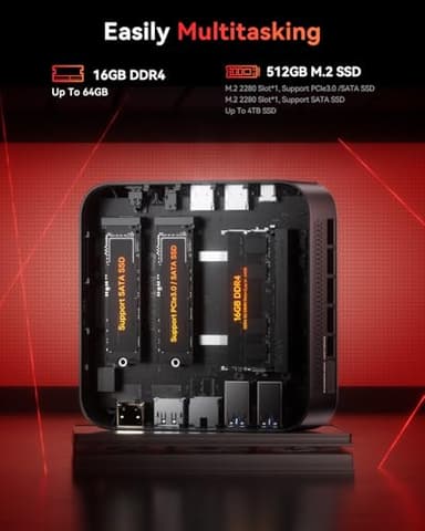 KAMRUI E3B Mini Gaming PC, 16GB RAM 512GB SSD Mini PC AMD Ryzen 5 7430U Micro Desktop Computers (Max 4.3GHz,6C/12T, Beat 5650U), Small Computer Support WiFi 6, BT5.2, Triple Display for Office Home - Image 6