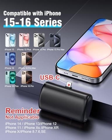 10000 mAh Mini Portable Charger Power Bank Upgraded Large Capacity USB C Fast Charging LCD Display Compatible with iPhone 17/16/15 Series/Android Samsung Moto LG etc - Image 4