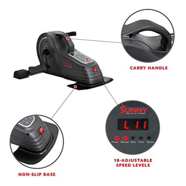 Sunny Health & Fitness Under Desk Motorized Exercise Foot Peddler, Portable Mini Cycle Bike for Stationary Home Workouts - SF-B0960 Black - Image 4